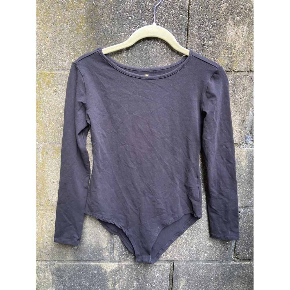 Natural Uniforms Black Long Sleeve Bodysuit Modern Fit Luxe Stretch Minimalist S
